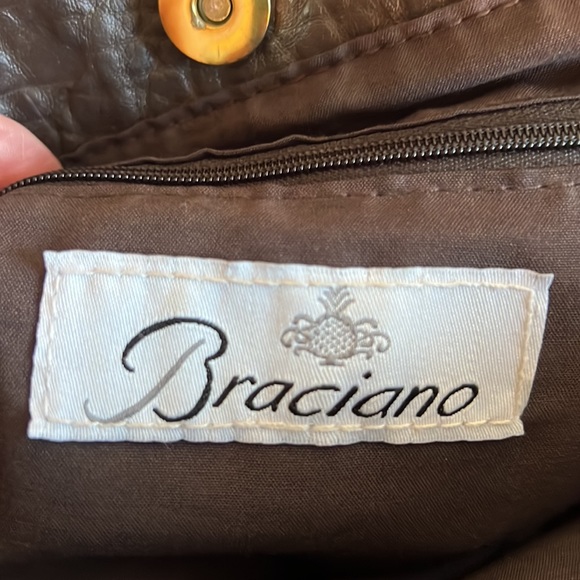 BRACIANO Shoulder Bag Handbag Brown REALLY NICE 15 w x12 h x 3” - Picture 8 of 13